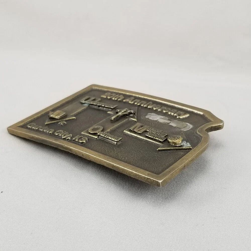 Belt Buckle Brass 20th Anniversary Underground Overhead Metering School‎